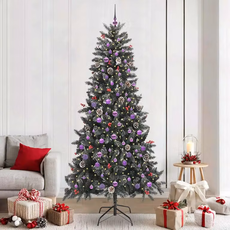 Albero di Natale artificiale moderno vidaXL verde con luci LED bianco caldo, Altezza: 240 cm