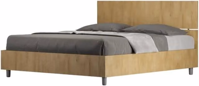 Letto matrimoniale con rete 160x200 testata dritta quercia Demas