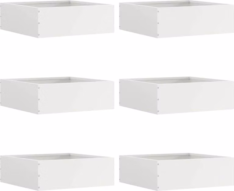 Bordura per Prato 6 pcs Bianco 40 x 40 x 13 cm Acciaio
