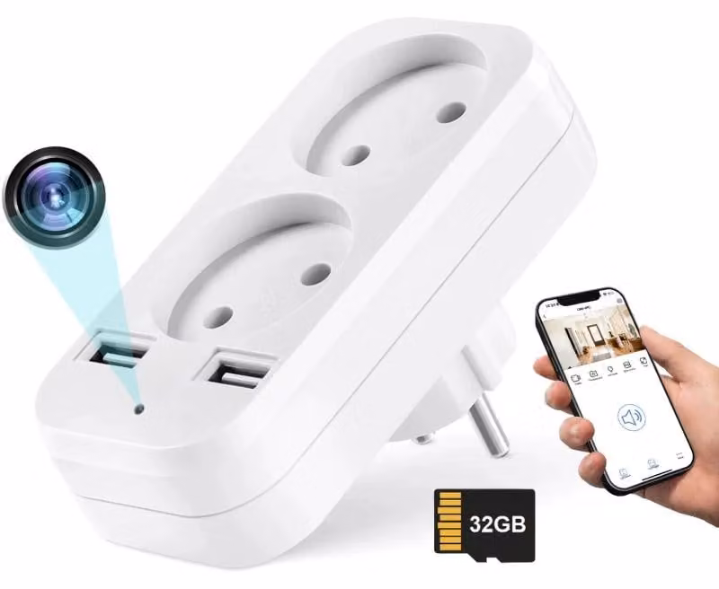 Mini Telecamera Adattatore doppio iUni AD1, Wi-Fi, 32GB, Full HD, Visualizzazione Live su telefono