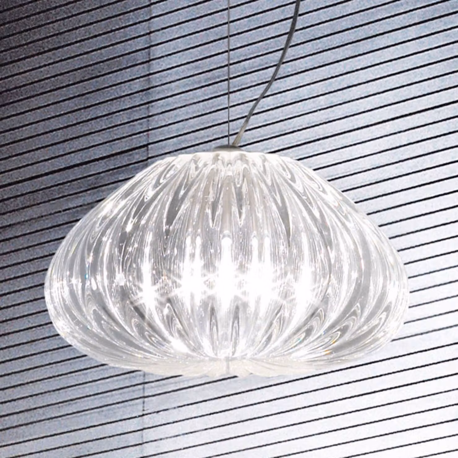 Vistosi Lampada a sospensione in vetro Diamante, dimmerabile, Chiaro / Trasparente, Soggiorno / Sala da pranzo, Vetro, Moderno, Lampada a sospensione