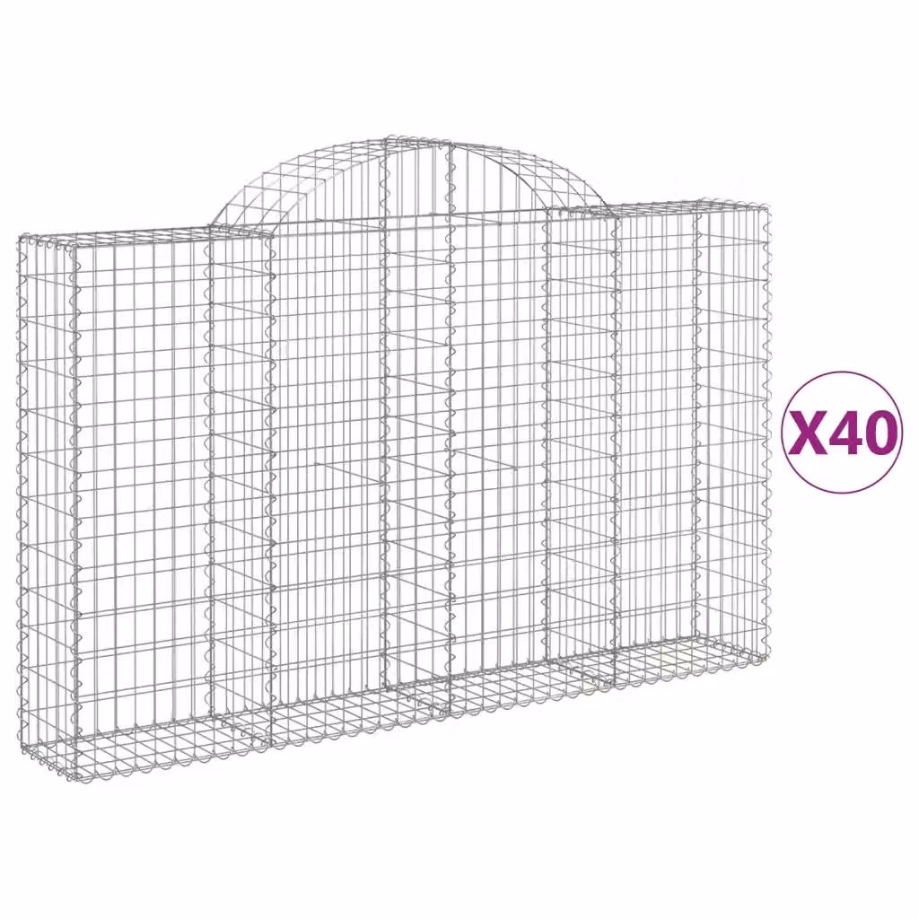 Set di 40 Cesti Gabbioni ad Arco vidaXL in Acciaio Zincato Argento L: 200 cm, P: 30 cm, H: 120-140 cm – 2
