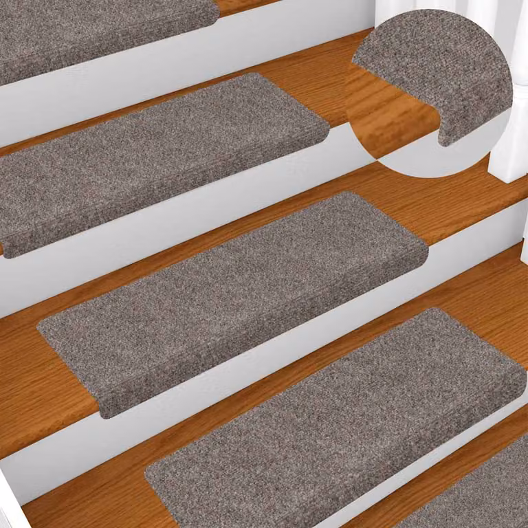Set di 15 tappetini autoadesivi per scale vidaXL, colore beige, forma rettangolare, L 65 cm x P 21 cm x H 4 cm, antiscivolo e assorbente del suono