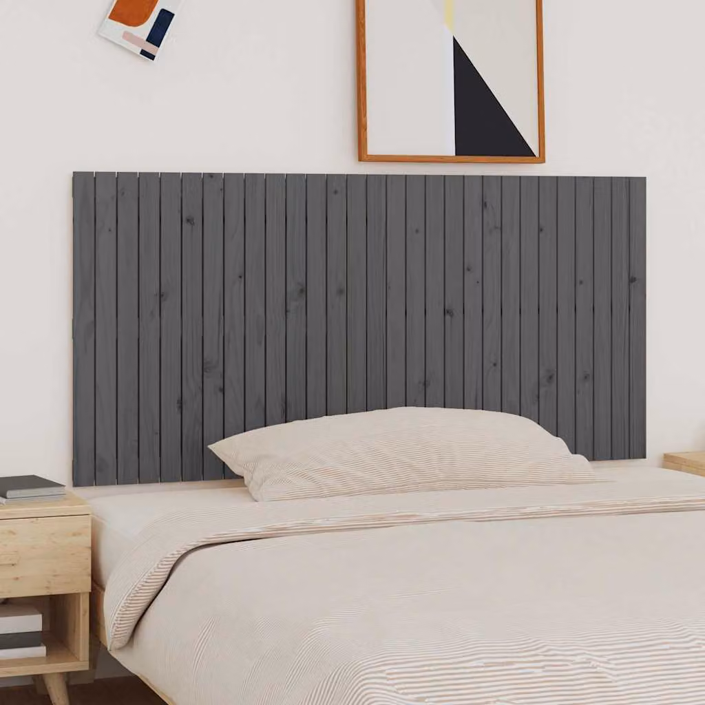Testiera da parete vidaXL in legno massello di pino, colore grigio, L: 185 cm, H: 90 cm, P: 3 cm