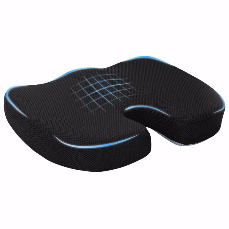 Cuscino per la seduta ergonomico in memory foam vidaXL, Nero, L 47 x P 36,5 x H 8 cm