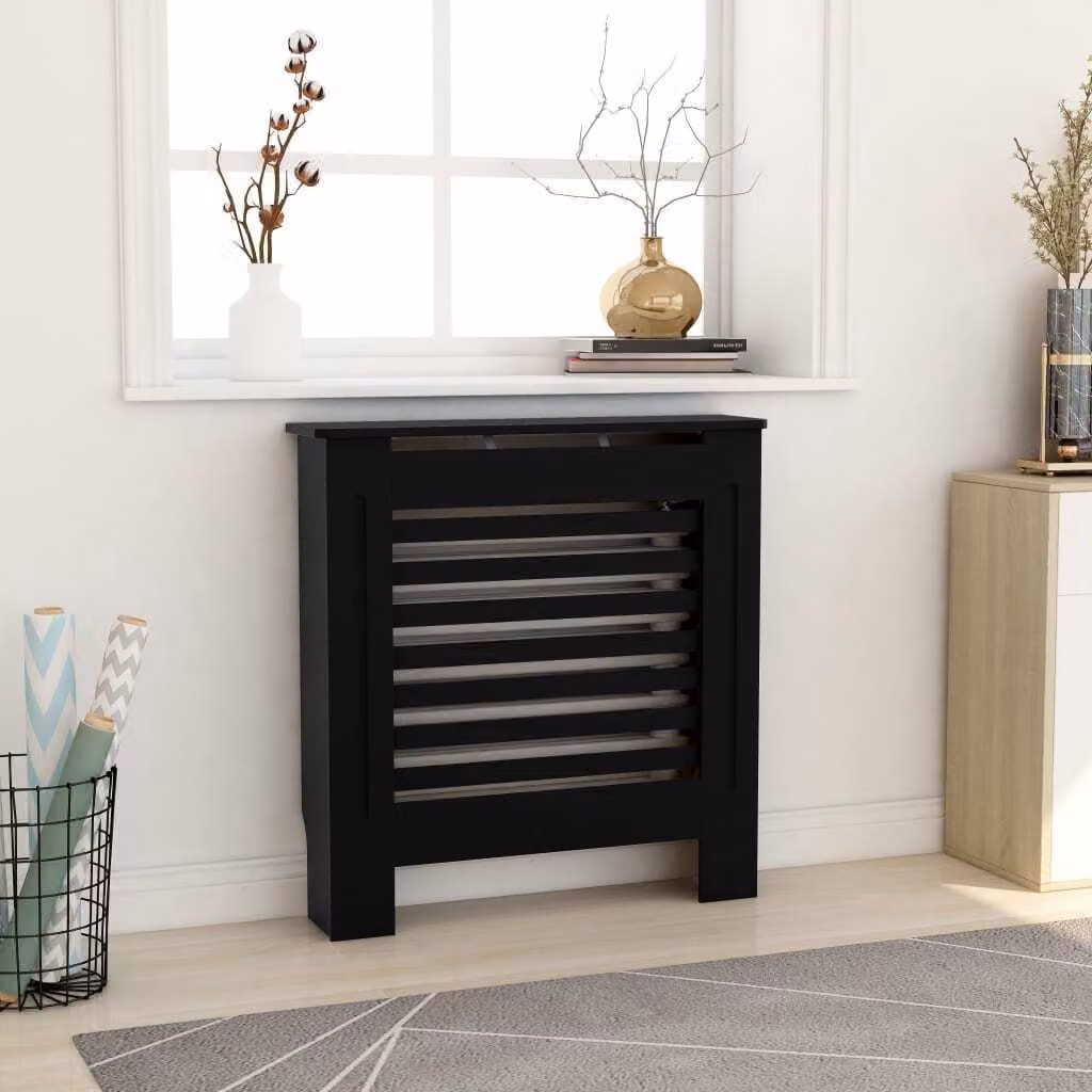The Living Store Copriradiatore in MDF nero 78 cm