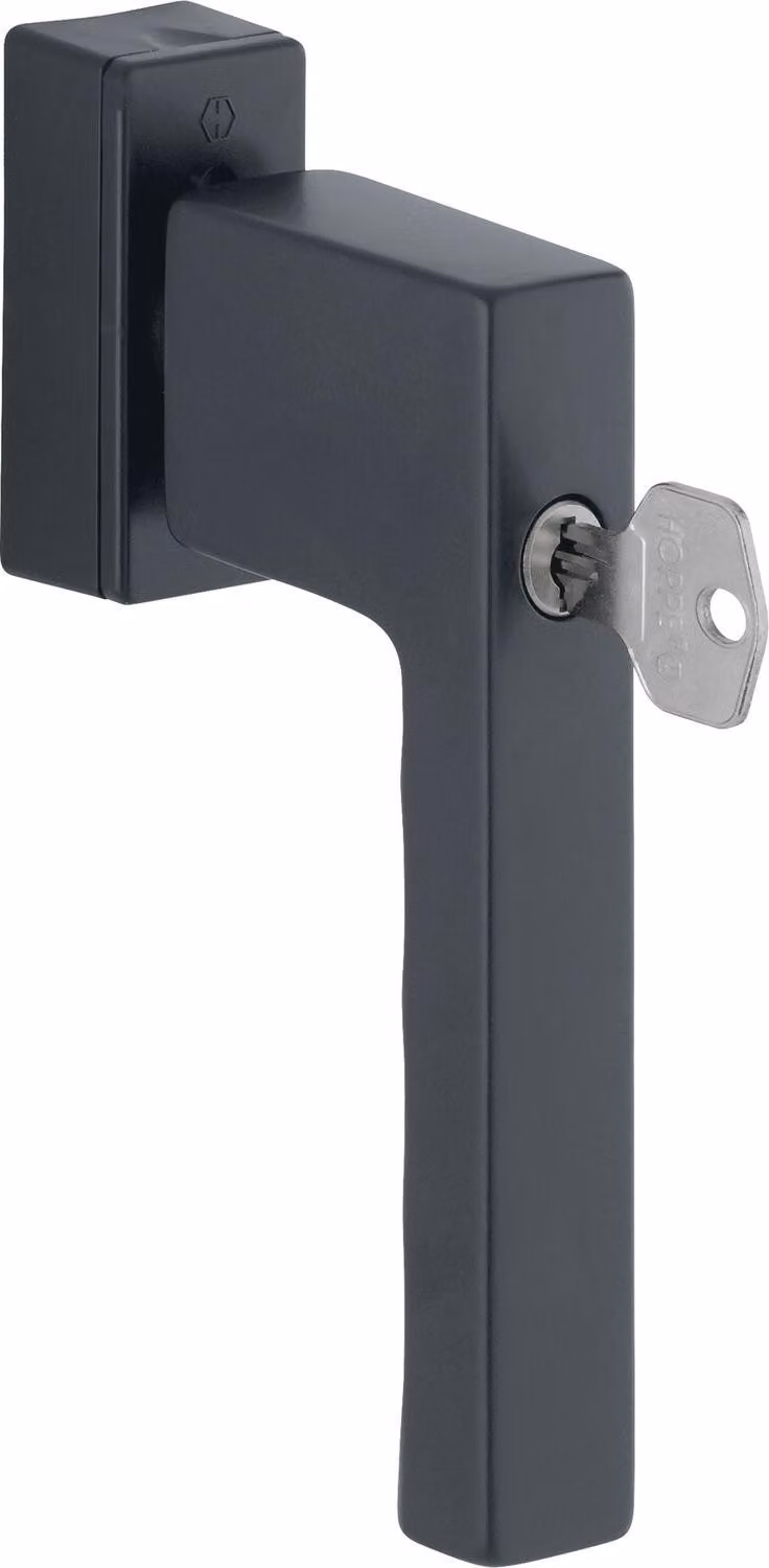 Maniglia HOPPE per finestre con cilindro di chiusura TOULON, VK 32-42 mm, alluminio nero opaco