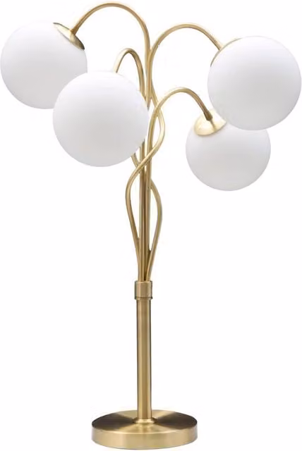 Lampada da Tavolo Glamy GIORDANOSHOP con 4 Luci in Metallo e Vetro Bianco e Oro Ø53 x H74 cm