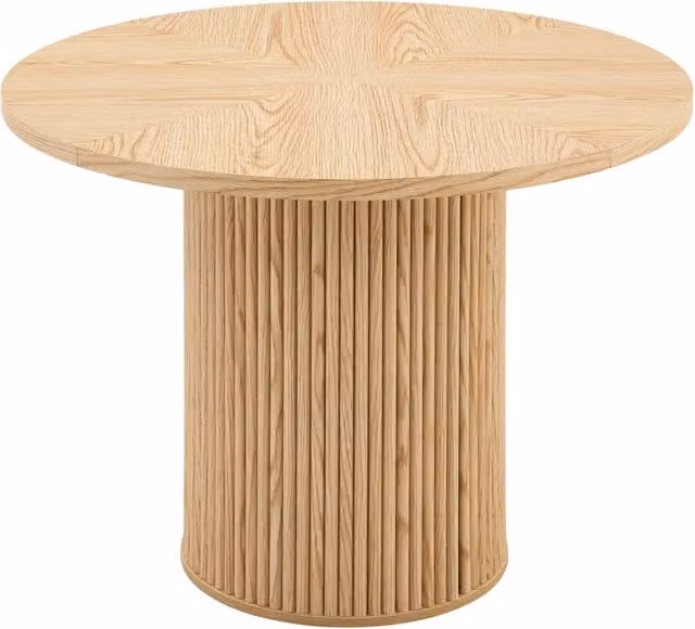 Tavolo da pranzo rotondo 100 cm MDF legno chiaro metallo, 4-6 persone, salvaspazio
