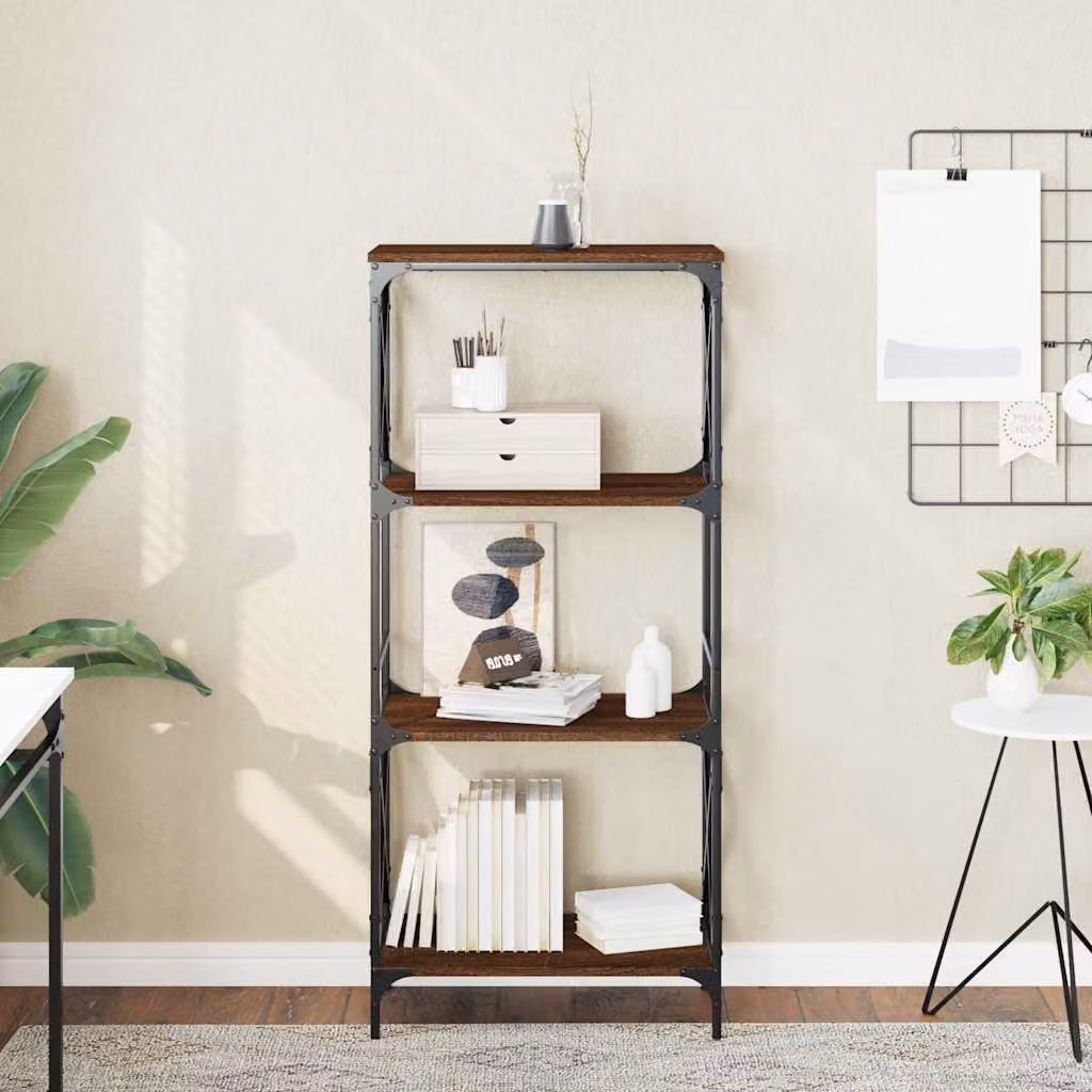 Libreria vidaXL in stile industrial con 4 ripiani, Rovere Marrone, L: 59 cm, P: 35 cm, H: 132 cm