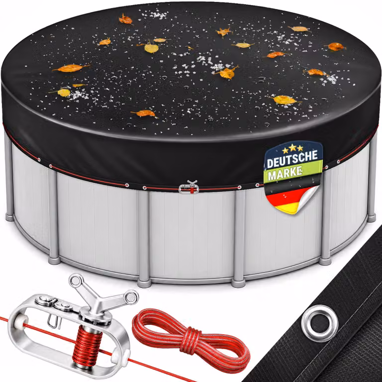 Copertura per piscina tillvex® Premium, rotonda, per piscine di diametro da 460 a 500 cm (Ø 560 cm), con kit di montaggio | Telo solare per piscina da 200 g/m² | Telo per piscina rotonda, adatto per l'estate e l'inverno | Copertura resistente ai raggi UV