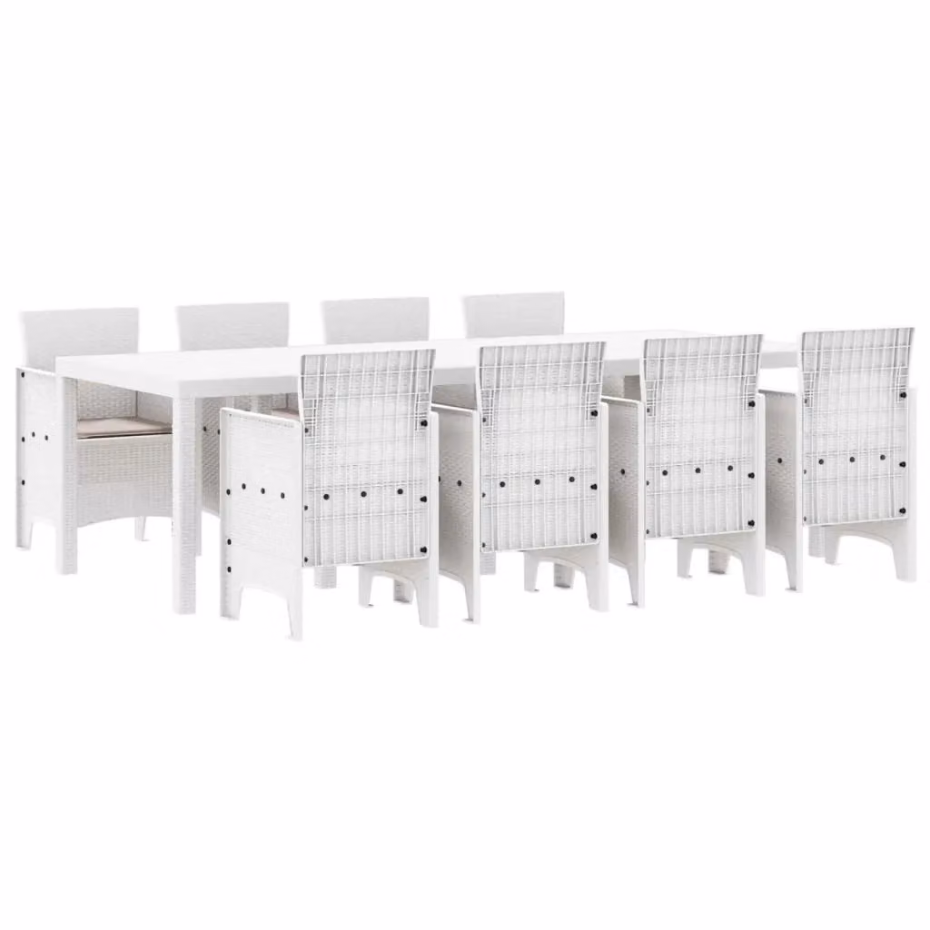 Set da pranzo per giardino e terrazza vidaXL in polyrattan 9 pezzi Grigio e Bianco – 2