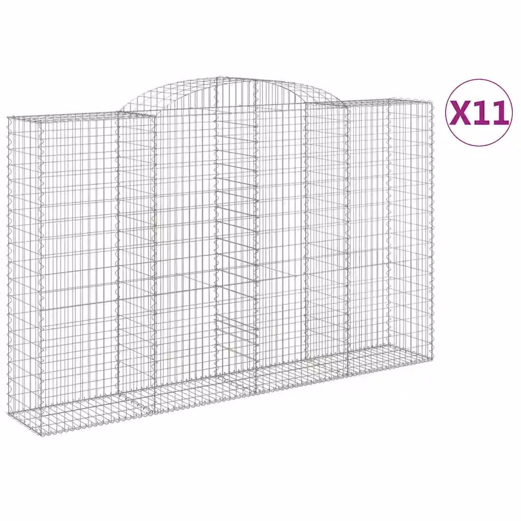 Set di 11 Cesti Gabbioni ad Arco Videx in Acciaio Zincato Argento L: 300 cm, P: 50 cm, H: 180/200 cm – 2