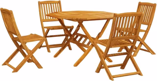 Set Pranzo da Giardino Pieghevole 5pz | Set Salotto da Giardino Legno Massello di Acacia