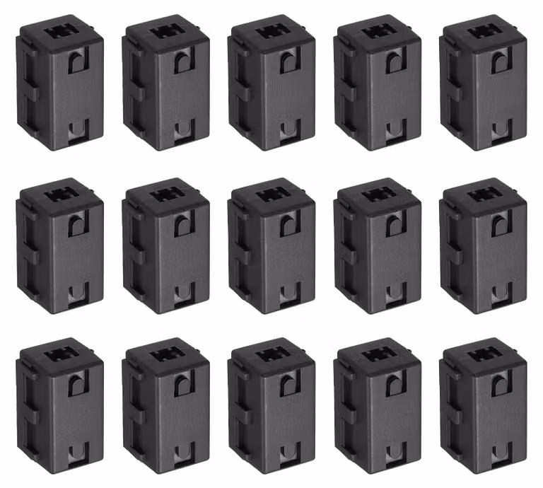 Anelli filtranti in ferrite, 15 pezzi, clip, 6,5 mm, quadrati, neri