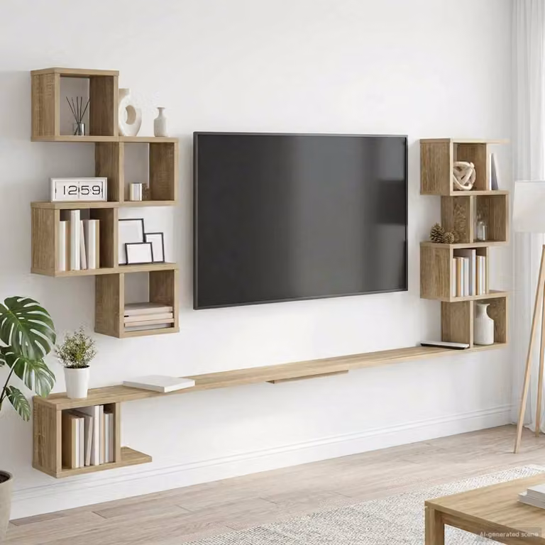 vidaXL Mensola per TV da muro moderna in Rovere Sonoma, colore marrone, L 180 cm x P 15 cm x H 94 cm
