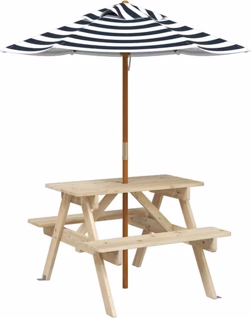 Tavolino da Giardino | Tavolo da Picnic per 4 Bambini con Ombrellone Legno di Abete