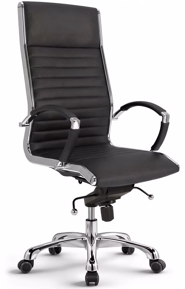 VERSEE Montreal sedia direzionale in pelle nera - sedia ergonomica da ufficio e da scrivania, comoda per lunghi periodi di seduta, robusta sedia girevole con una capacità di carico fino a 150 kg