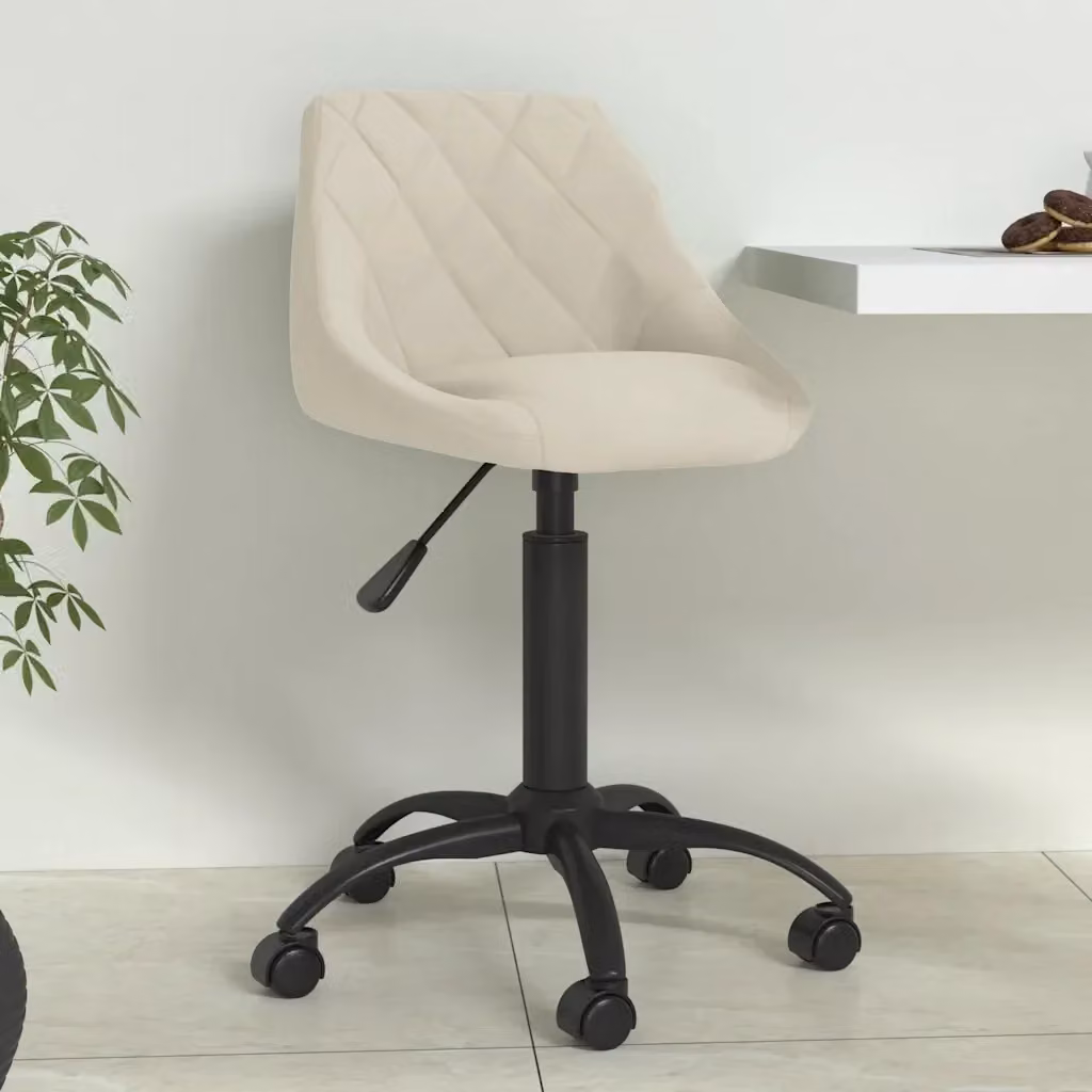 Sedia da Pranzo Moderna in Velluto Beige con Base in Metallo Girevole a 360 Gradi e Ruote L/P/H: 44 x 46 x 110 cm – 2