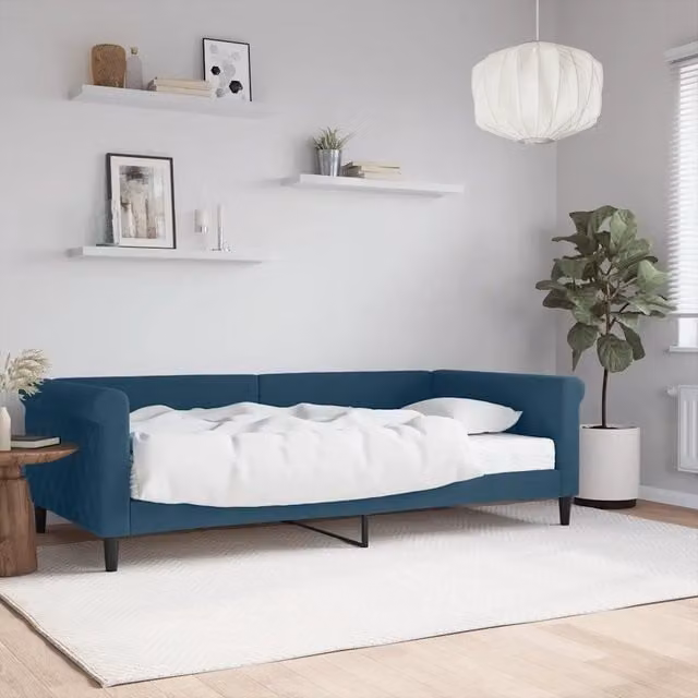 Divano Letto Moderno vidaXL in Velluto Blu con Materasso in Schiuma L/P/H: 229 x 110 x 68 cm