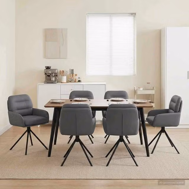 Set di 6 sedie da pranzo girevoli a 360 gradi vidaXL in similpelle grigio per cucina e sala da pranzo – 1