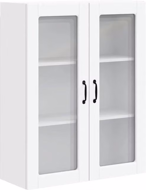 Mobile pensile moderno con ante in vetro e ripiani interni bianco DESIGN IN L/P/H: 80 x 31 x 100 cm