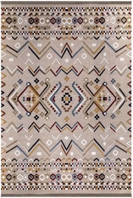 Tappeto antiscivolo EFFEZ con decori etnici e astratti multicolor beige L: 160 cm, P: 230 cm