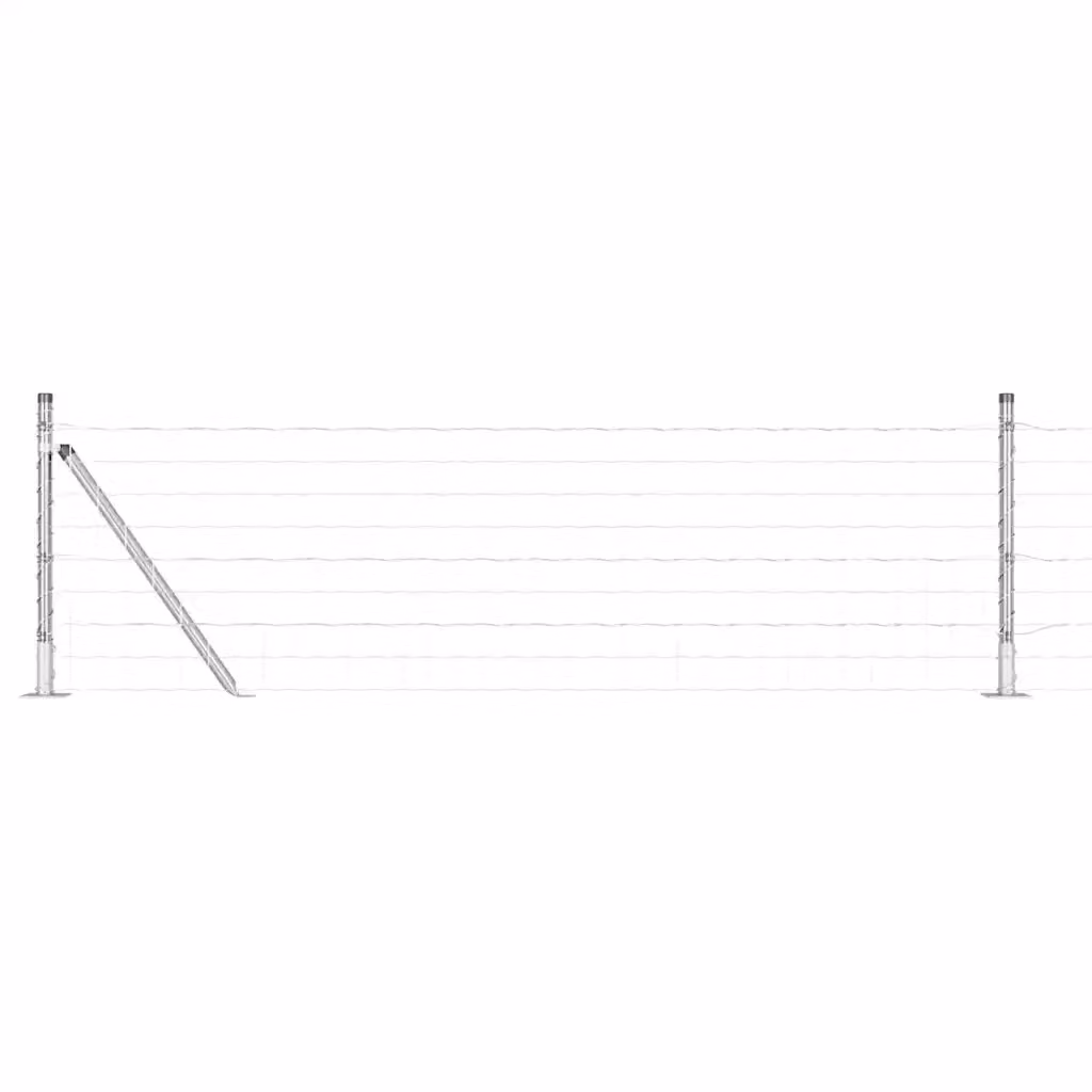 Recinzione da esterno vidaXL in acciaio zincato argento con base in cemento 50 x 0,4 m – 2