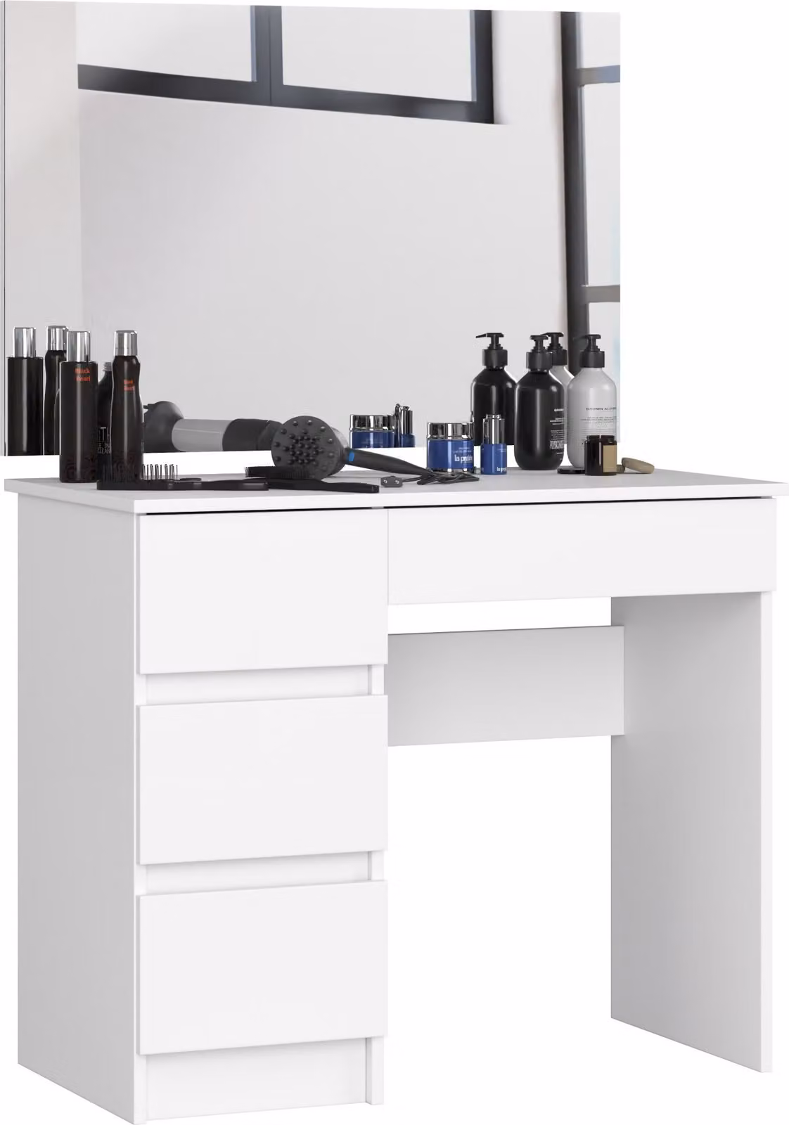 Akord Tavolo Trucco Bianco Con Specchio A Sinistra 90X50X142 Cm