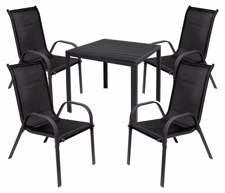 Set da giardino Set di sedute 5 pezzi L90xL90xH74cm Non Legno Antracite
