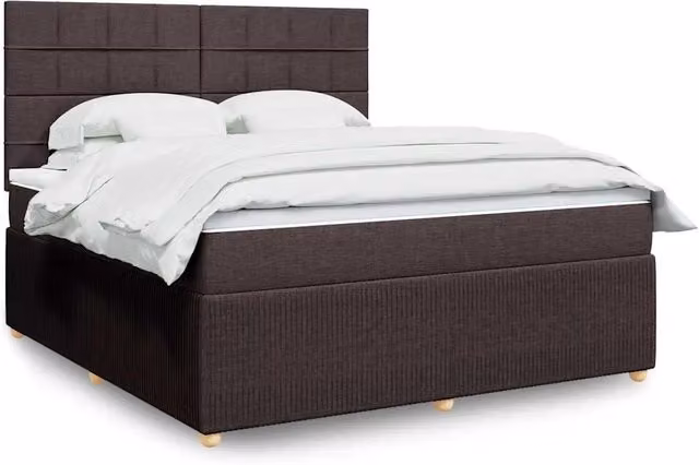 Letto con Giroletto a Molle e Materasso Ibrido vidaXL, Marrone e Bianco, L 180 x P 200 cm
