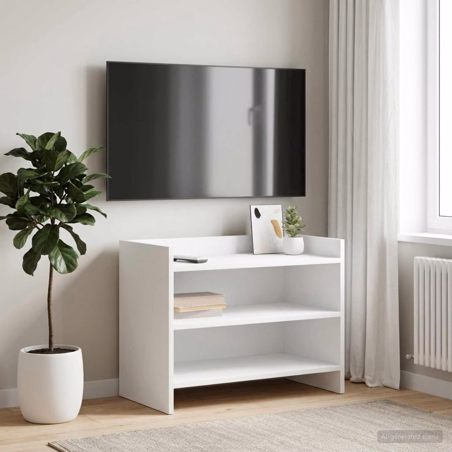 Mobile TV moderno vidaXL in legno ingegnerizzato bianco L 60 cm, P 33 cm, H 47 cm