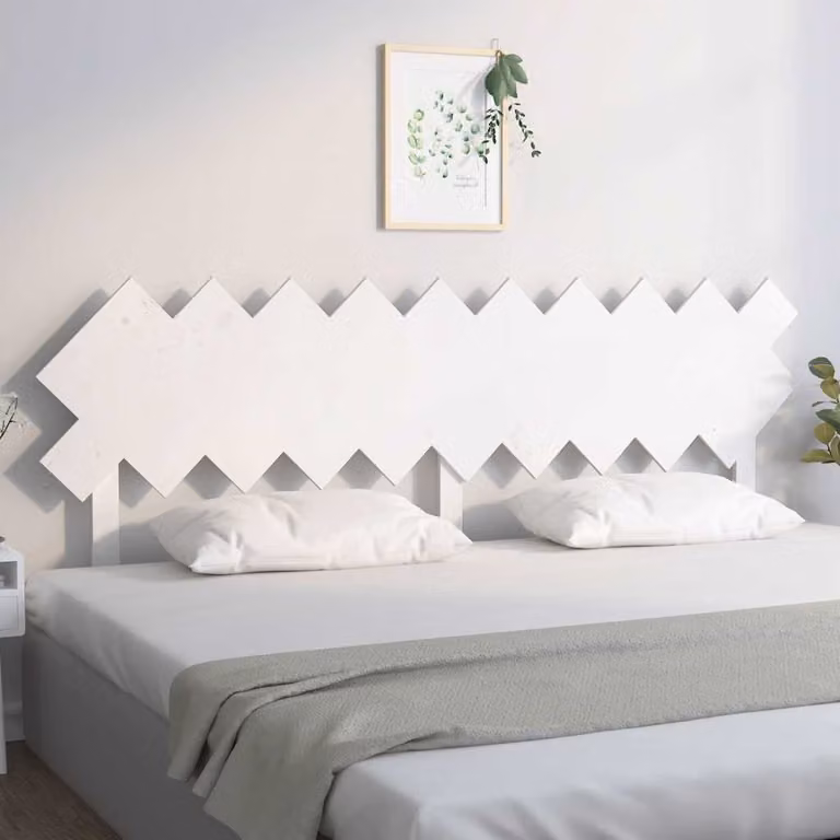 Testiera per letto vidaXL in legno massello di pino bianco, stile rustico, L: 196 cm, P: 3 cm, H: 80,5 cm