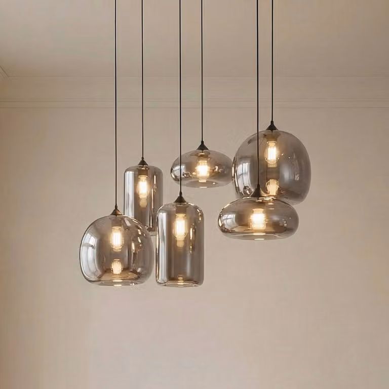 Lampada a sospensione in vetro Marla Lindby, dimmerabile, Chiaro / Trasparente, Soggiorno / Sala da pranzo, Vetro, Moderno, Lampada a sospensione