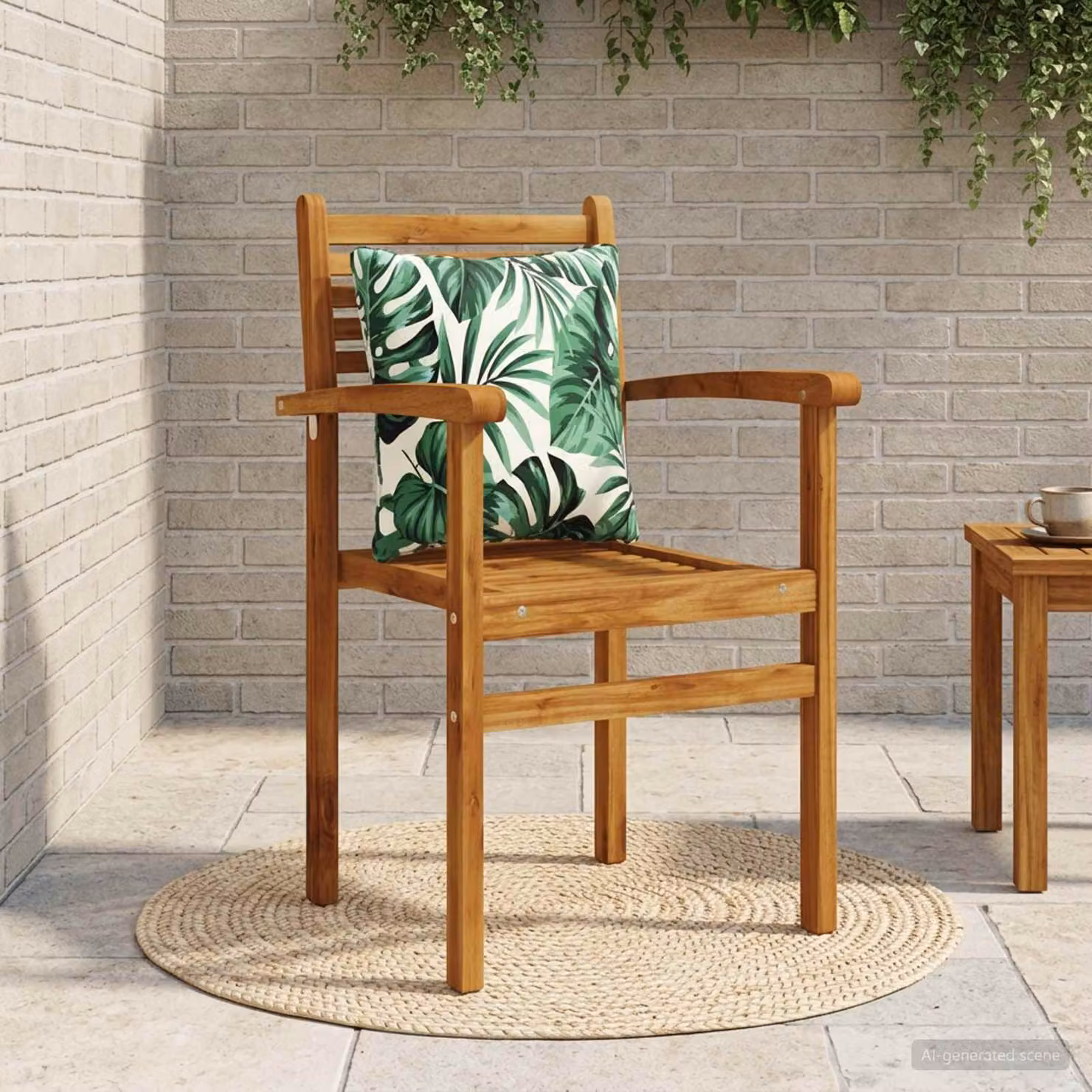 Cuscino per schiena PUTTEN vidaXL con motivo floreale verde in 100% poliestere e rivestimento lavabile