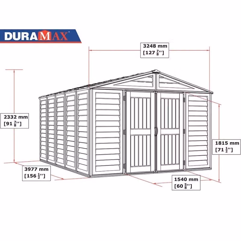 Casetta Box da Giardino GIORDANOSHOP in PVC Avorio e Marrone con Doppia Porta e Finestra L/P/H: 325 x 398 x 233 cm – 2