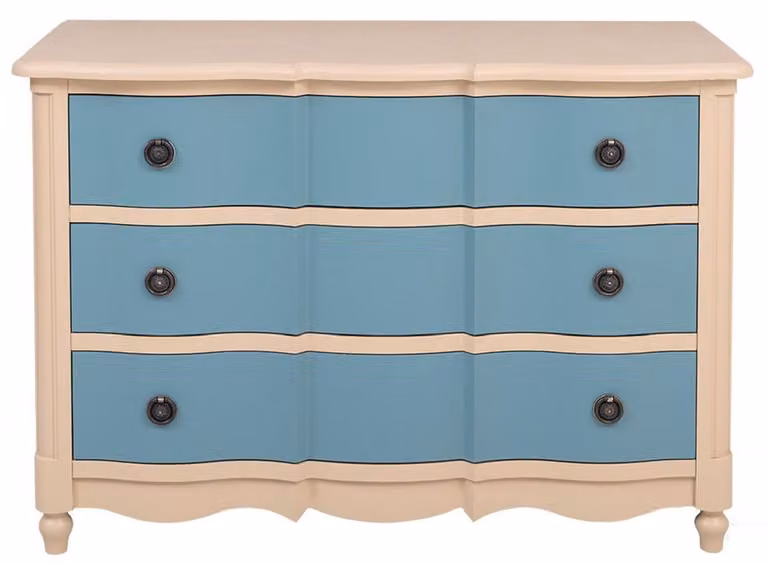 Casa Padrino cassettiera in stile country con 3 cassetti Beige / Blu 130 cm - Mobili in stile country