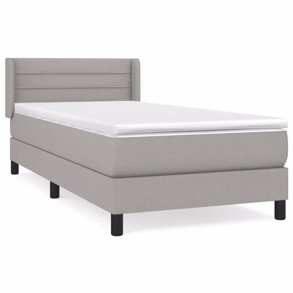 Letto Ibrido vidaXL con Materasso a Molle Grigio Chiaro e Bianco L/P/H: 100 x 200 x 25 cm – 2