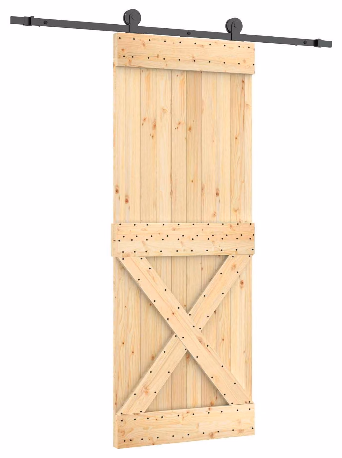 Porta scorrevole Naturale e Nero 80 x 210 cm