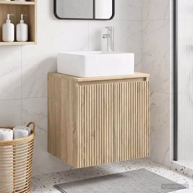 Mobile Lavabo da Parete Moderno vidaXL in Legno Marrone L: 53 cm, P: 35 cm, H: 63 cm
