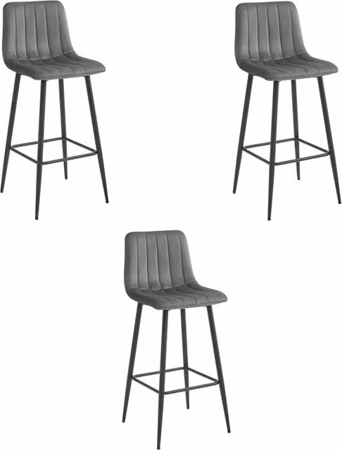 Sgabello Valora POZZA in velluto grigio scuro con gambe nere per cucina x3