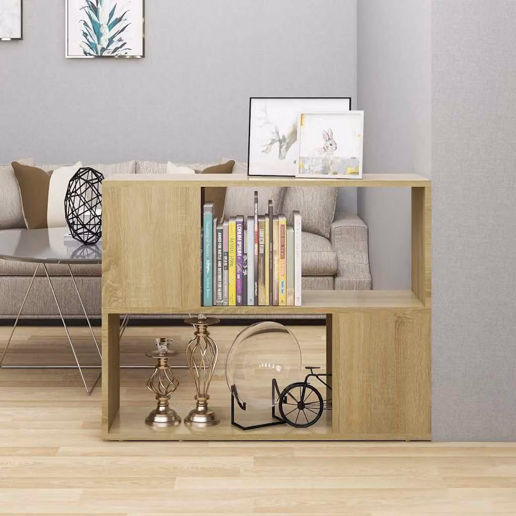 Mobile Porta TV con Ruote vidaXL in Rovere Sonoma Marrone L: 80 cm, P: 24 cm, H: 63 cm