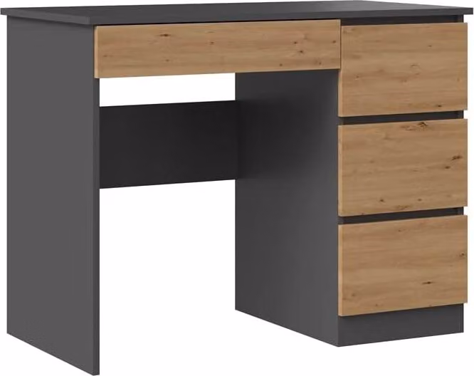 Scrivania con 4 cassetti, lato destro, dimensioni 51 cm x 130 cm x 76 cm