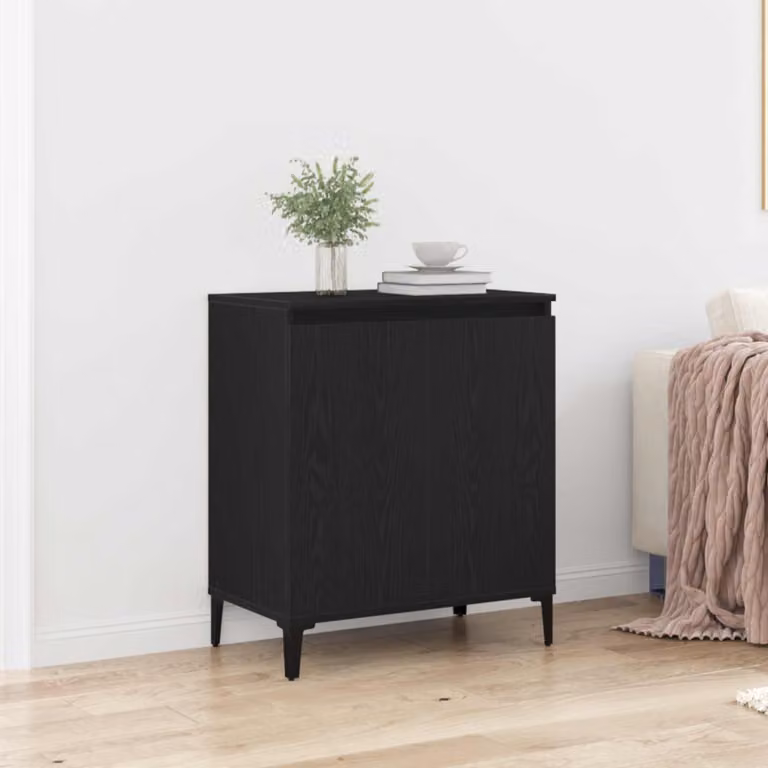 Credenza moderna vidaXL in legno ingegnerizzato MDF, colore nero e beige, L: 60 cm, P: 35 cm, H: 70 cm