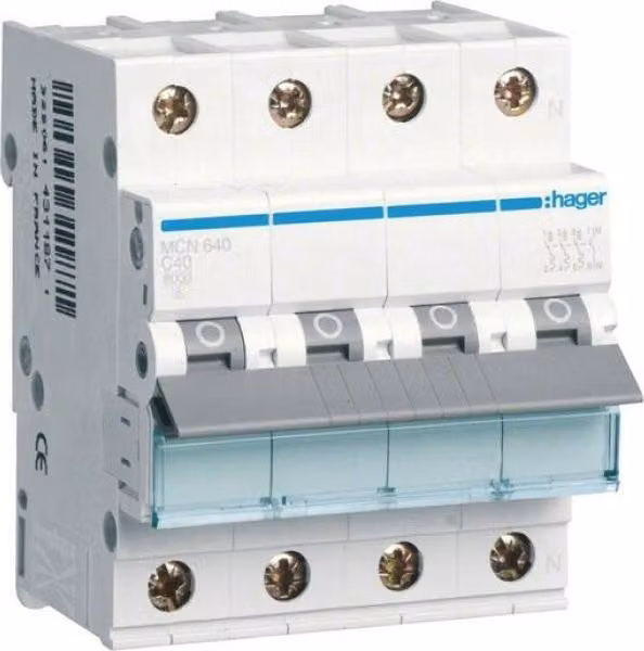 HAGER MCN640 Interruttore automatico tripolare+N C40A 6kA