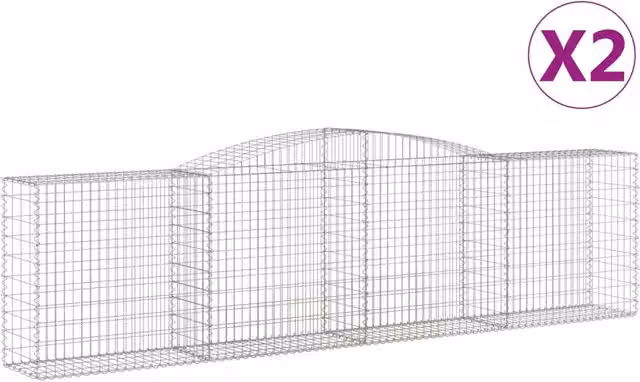 Cesti Gabbioni ad Arco 2 pz 400x50x100/120 cm Ferro Zincato