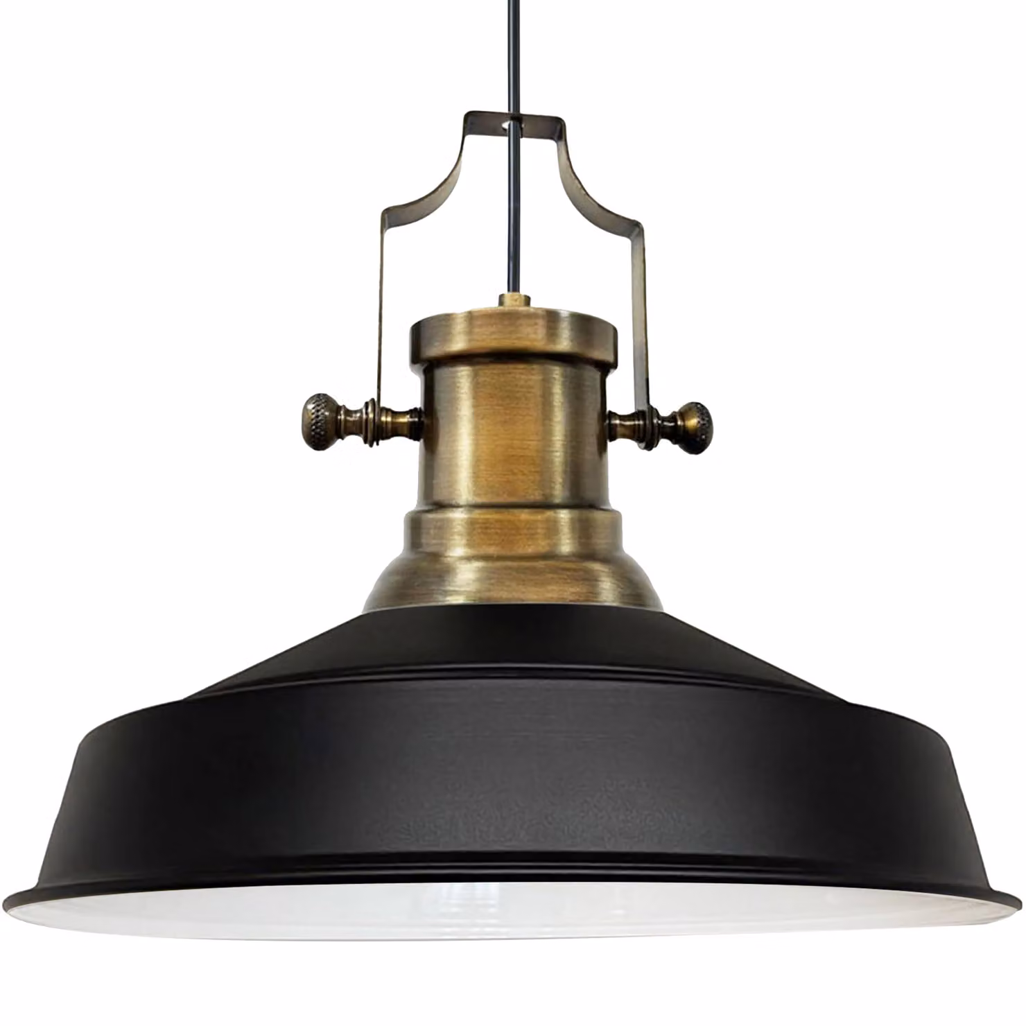 Lampada a sospensione a sospensione industriale in metallo nero, Ø40cm, E27, lampada vintage