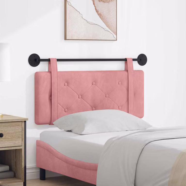 Testiera sospesa moderna vidaXL in velluto rosa con pannello imbottito L: 110 cm, H: 55 cm, P: 5 cm