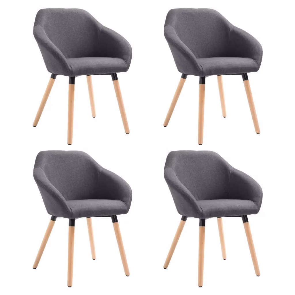 Set di 4 sedie da pranzo vidaXL in tessuto grigio con struttura in legno e metallo per soggiorno e cucina – 2