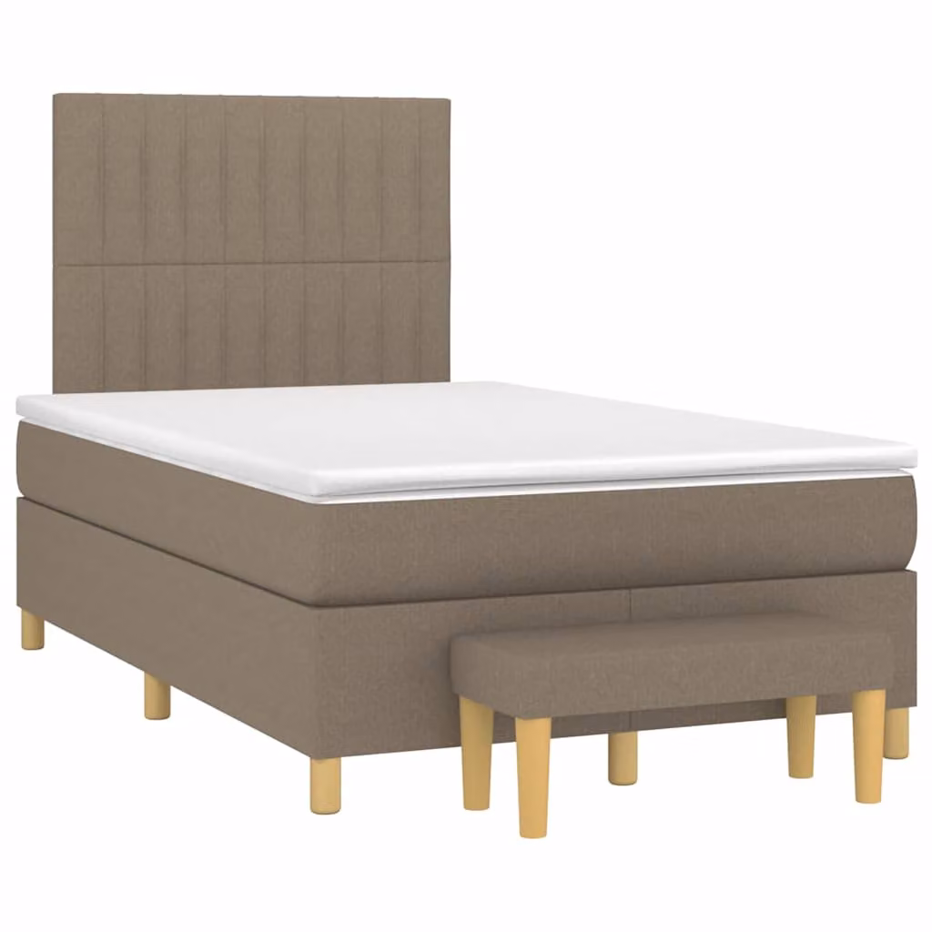 vidaXL Letto Ibrido con Giroletto a Molle e Materasso in Tessuto, Colore Beige, Grigio e Bianco, L/P: 120 x 200 cm